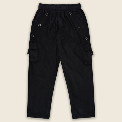 Girls High Waist Denim Joggers