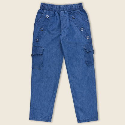Girls High Waist Denim Joggers