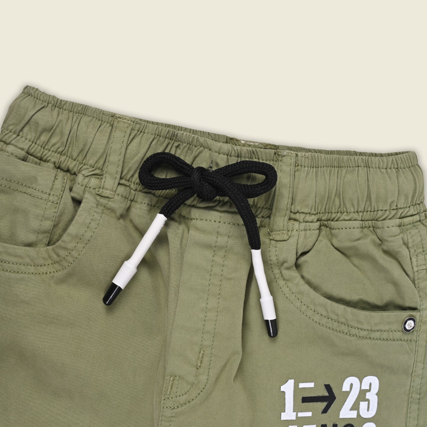 Boys Cotton Denim Cargo Jogger Pant with Pockets & Drawstring Waist jsv145