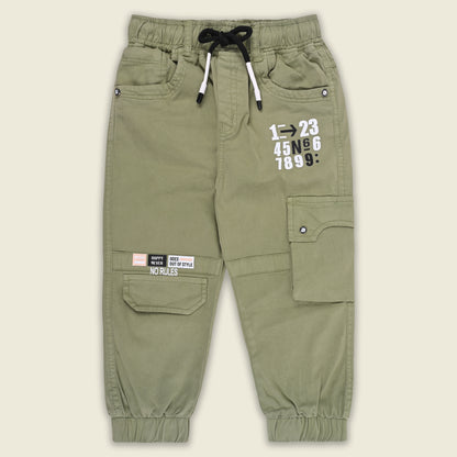 Boys Cotton Denim Cargo Jogger Pant with Pockets & Drawstring Waist jsv145
