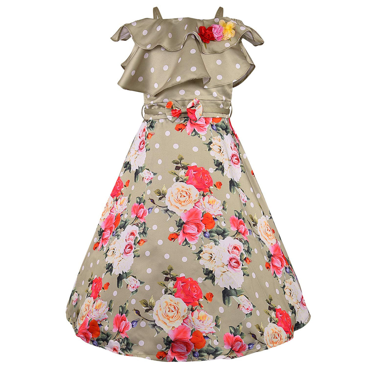 Wish Karo Girls Long Dress Gown-(LF213crm) - Wish Karo - photo 2