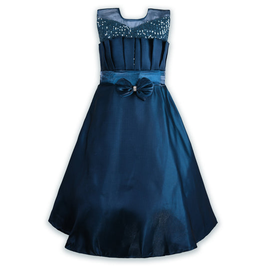 Girls Solid Fit and Flare Long Frock Dress - Wish Karo - photo 2