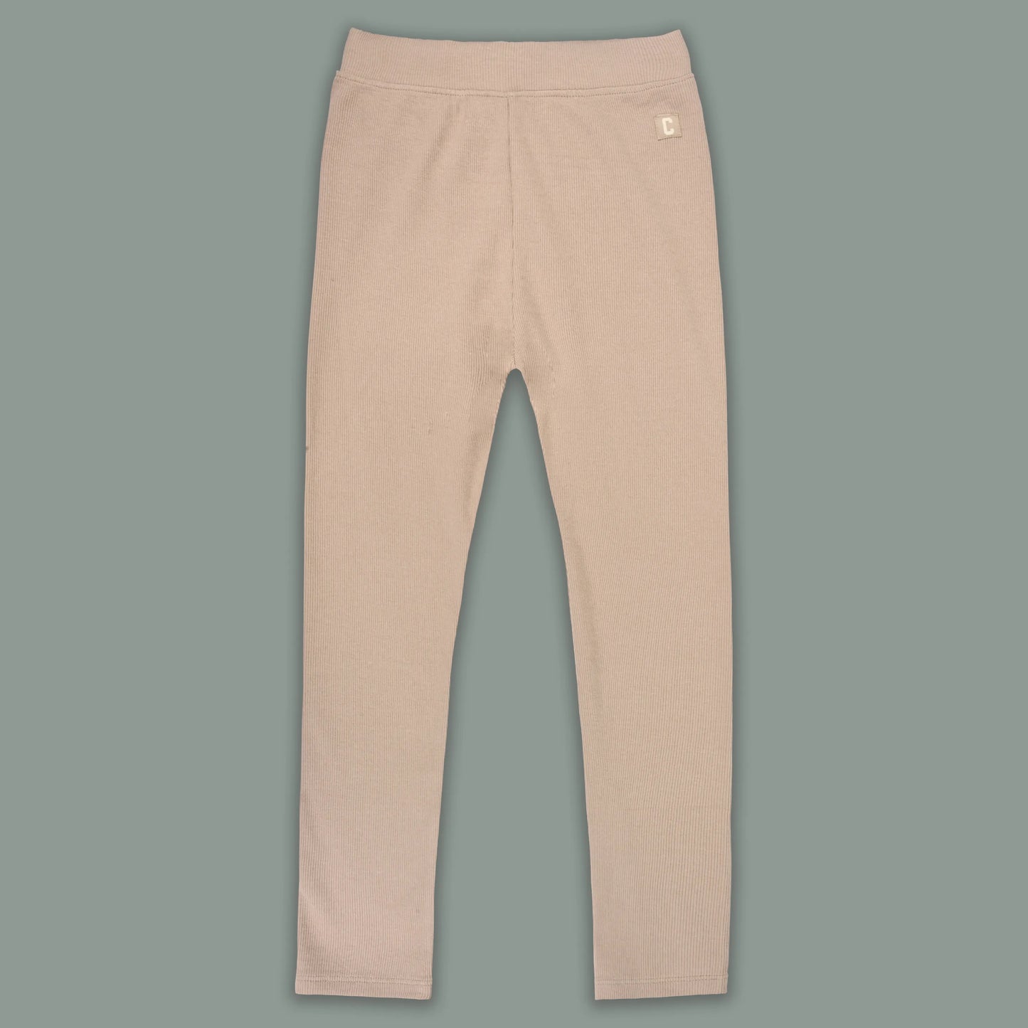 Kids Solid Ribbed Cotton Leggings – Beige | Soft & Stretchable Everyday Wear