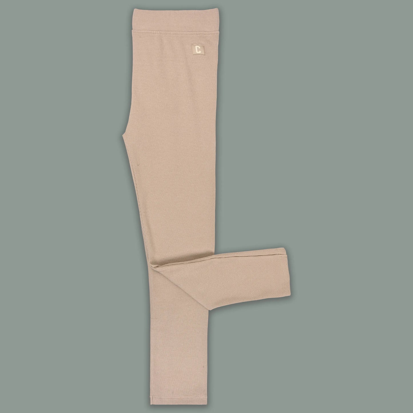 Kids Solid Ribbed Cotton Leggings – Beige | Soft & Stretchable Everyday Wear