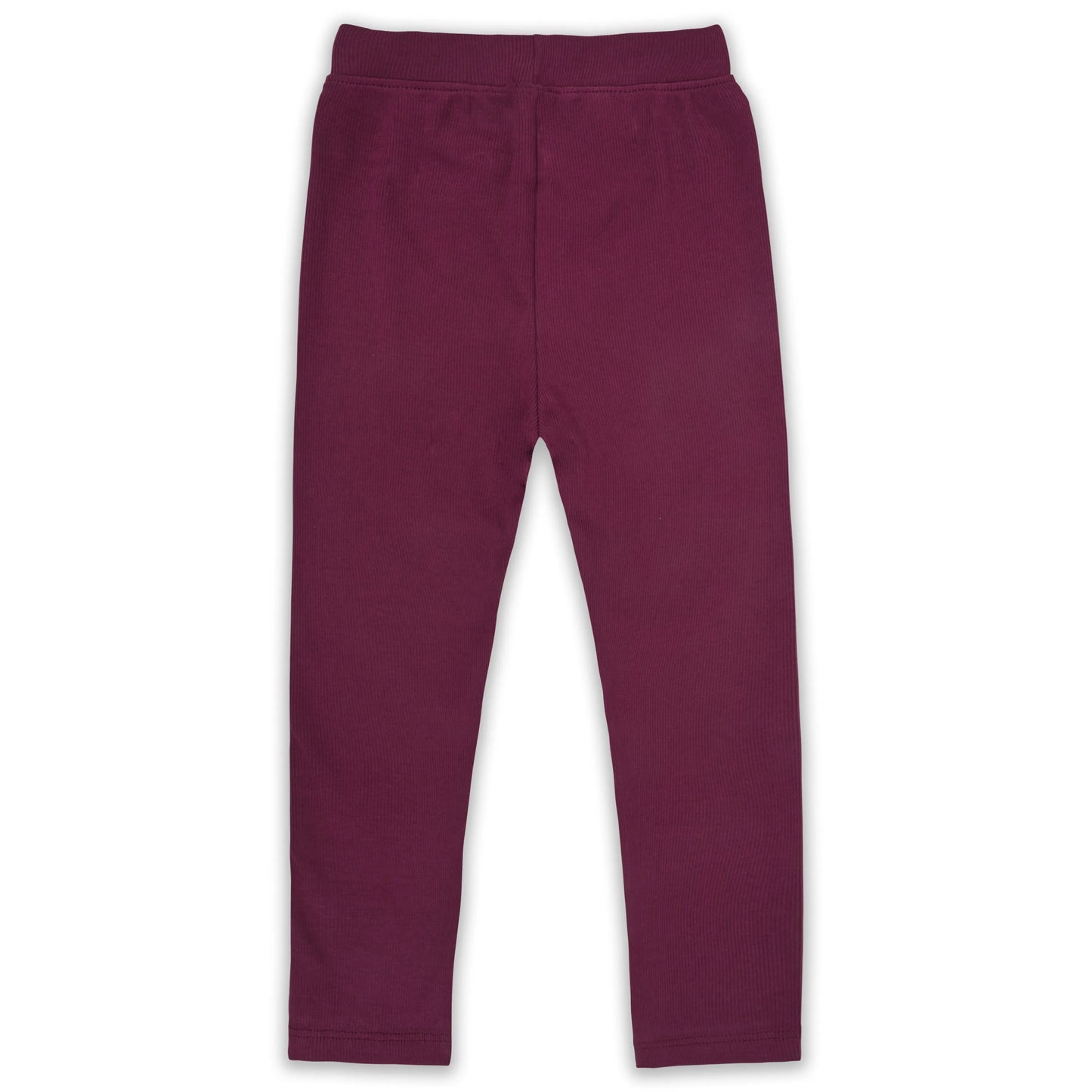 Kids Solid Ribbed Cotton Leggings – Maroon | Soft & Stretchable Everyday Wear lg02cfe