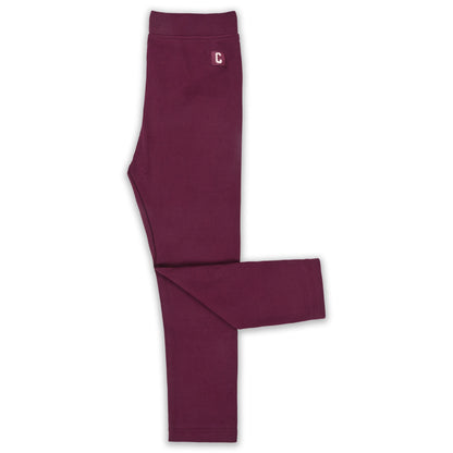 Kids Solid Ribbed Cotton Leggings – Maroon | Soft & Stretchable Everyday Wear lg02cfe