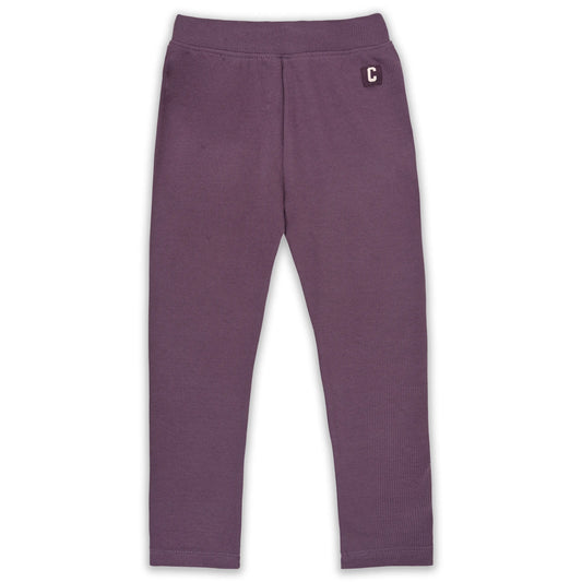 Kids Solid Ribbed Cotton Leggings – Mauve Purple | Soft & Stretchable Everyday Wear