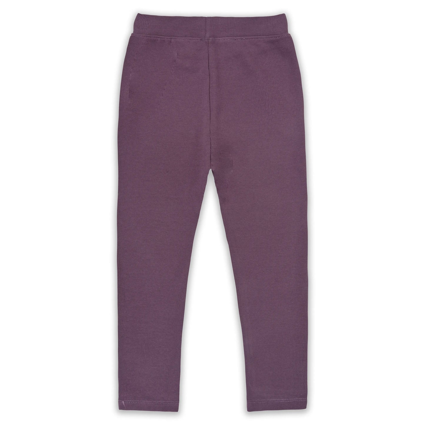 Kids Solid Ribbed Cotton Leggings – Mauve Purple | Soft & Stretchable Everyday Wear