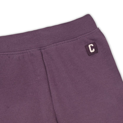 Kids Solid Ribbed Cotton Leggings – Mauve Purple | Soft & Stretchable Everyday Wear