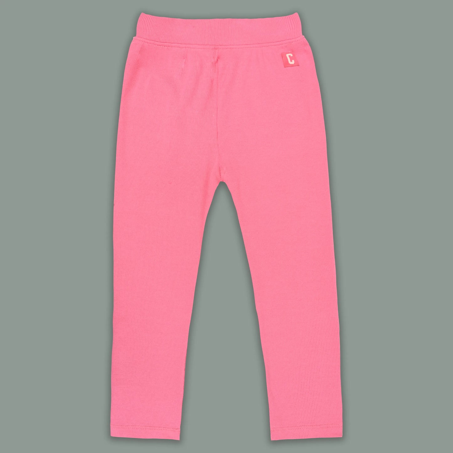 Kids Solid Ribbed Cotton Leggings – Pink | Soft & Stretchable Everyday Wear