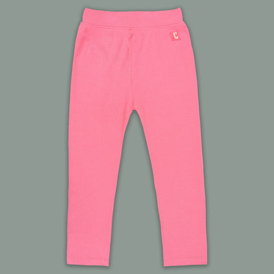 Kids Solid Ribbed Cotton Leggings – Pink | Soft & Stretchable Everyday Wear - Wish Karo - photo 1