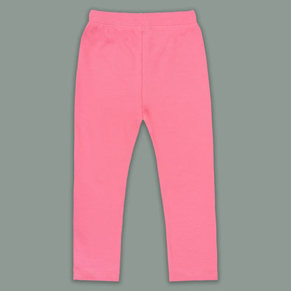 Kids Solid Ribbed Cotton Leggings – Pink | Soft & Stretchable Everyday Wear