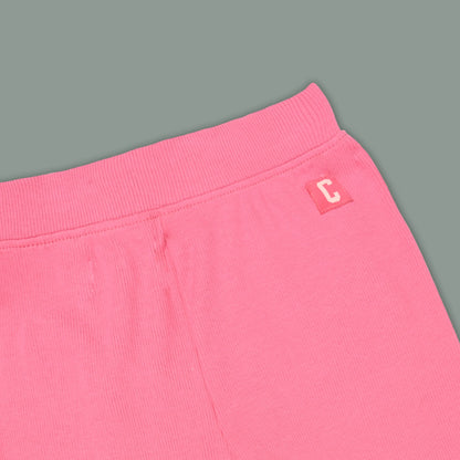 Kids Solid Ribbed Cotton Leggings – Pink | Soft & Stretchable Everyday Wear