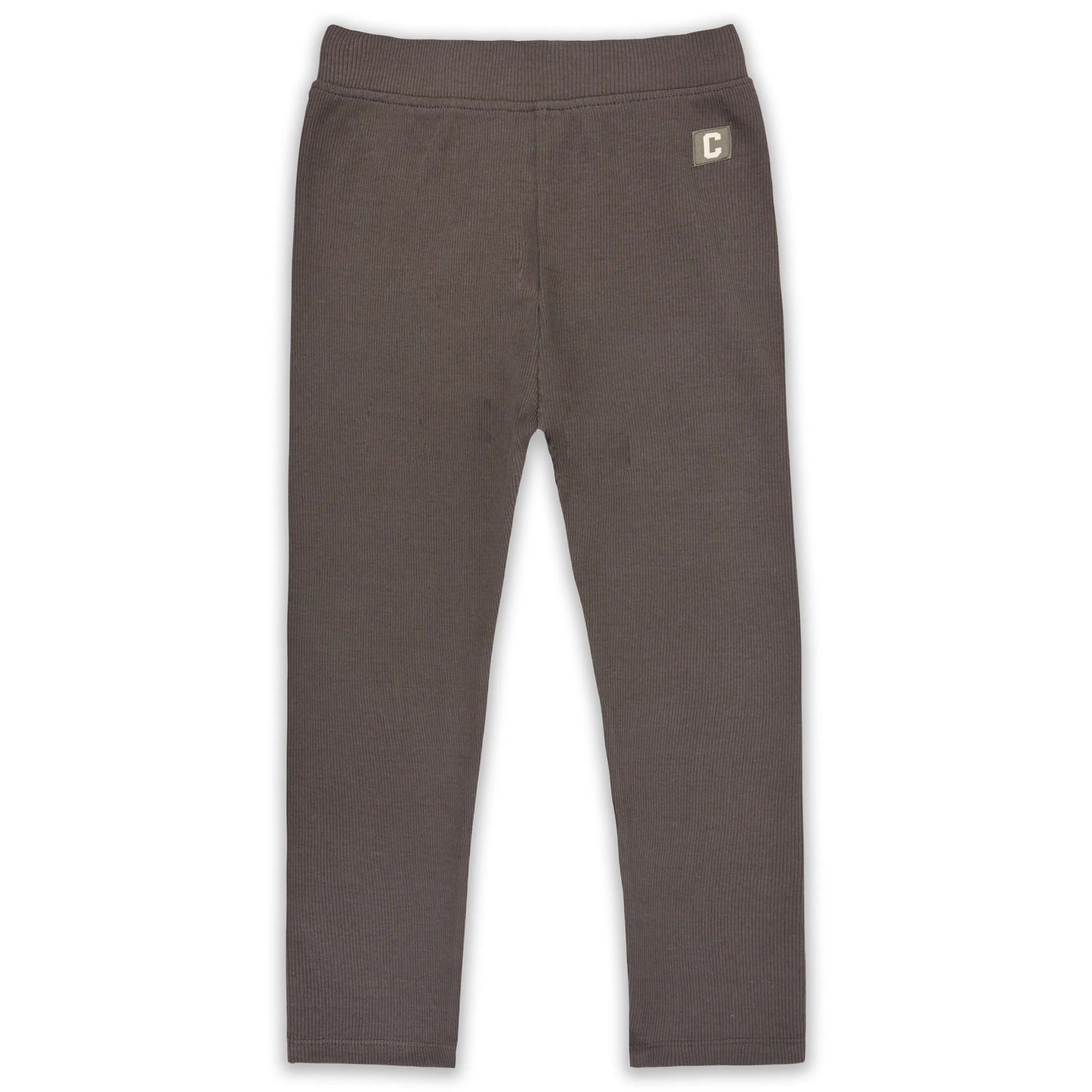 Kids Solid Ribbed Cotton Leggings – Brown | Soft & Stretchable Everyday Wear