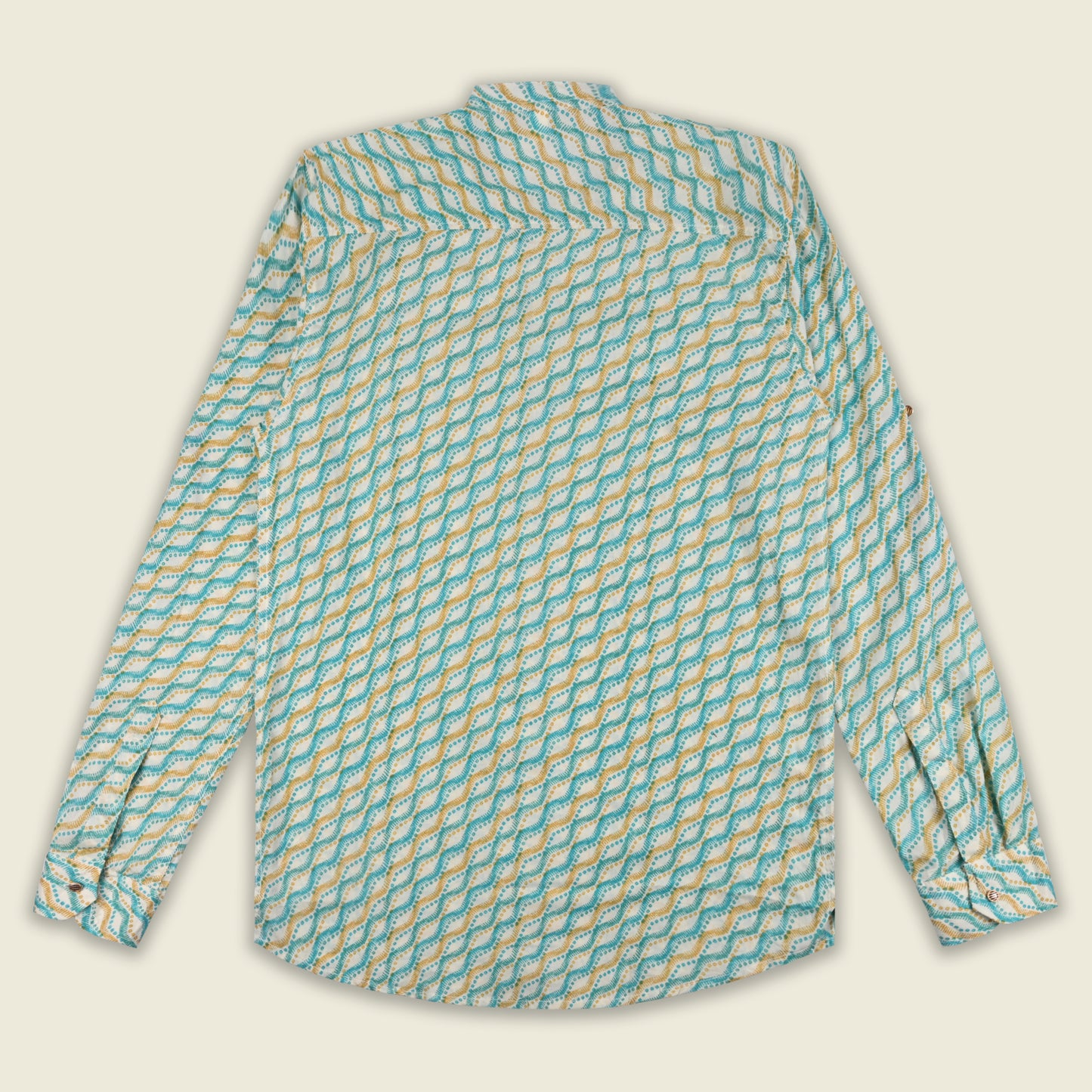 Men’s Printed Cotton Kurta Shirt – Geometric Pattern, Full Sleeves
