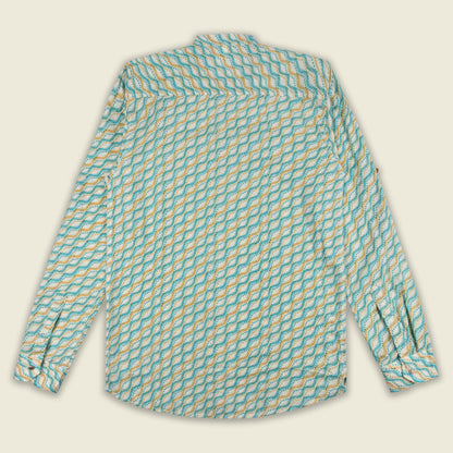 Men’s Printed Cotton Kurta Shirt – Geometric Pattern, Full Sleeves