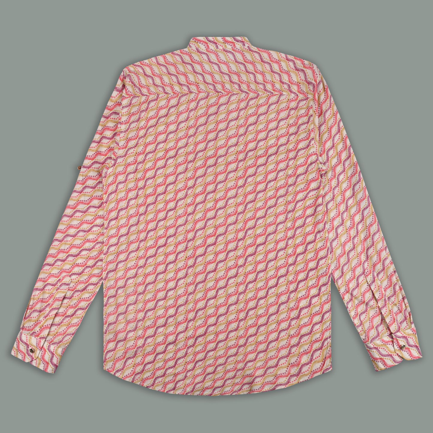 Men’s Printed Cotton Kurta Shirt – Geometric Pattern, Full Sleeves