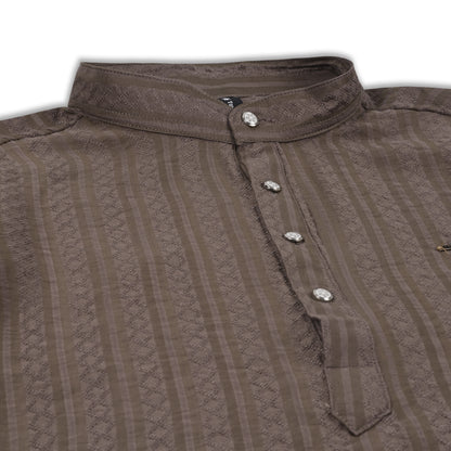 Men’s Textured Cotton Kurta Shirt – Mandarin Collar, Full Sleeves