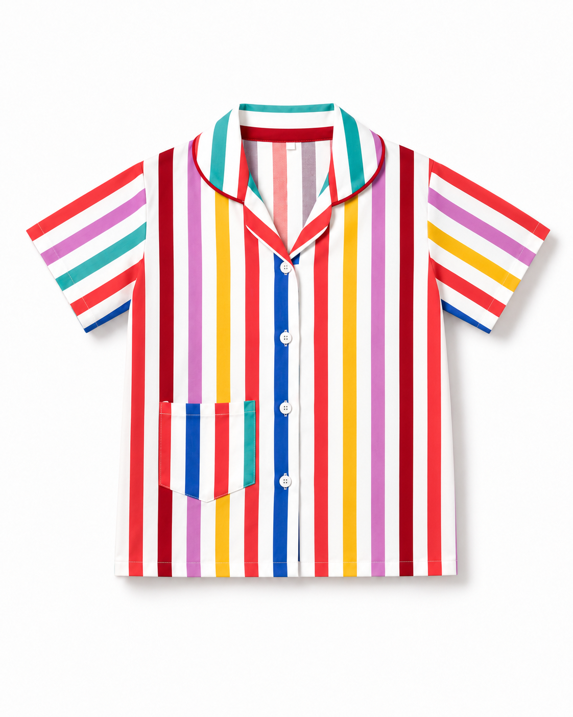 Unisex Cotton Striped Night Suit Set – Multicolor Stripe Print