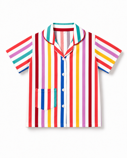 Unisex Cotton Striped Night Suit Set – Multicolor Stripe Print