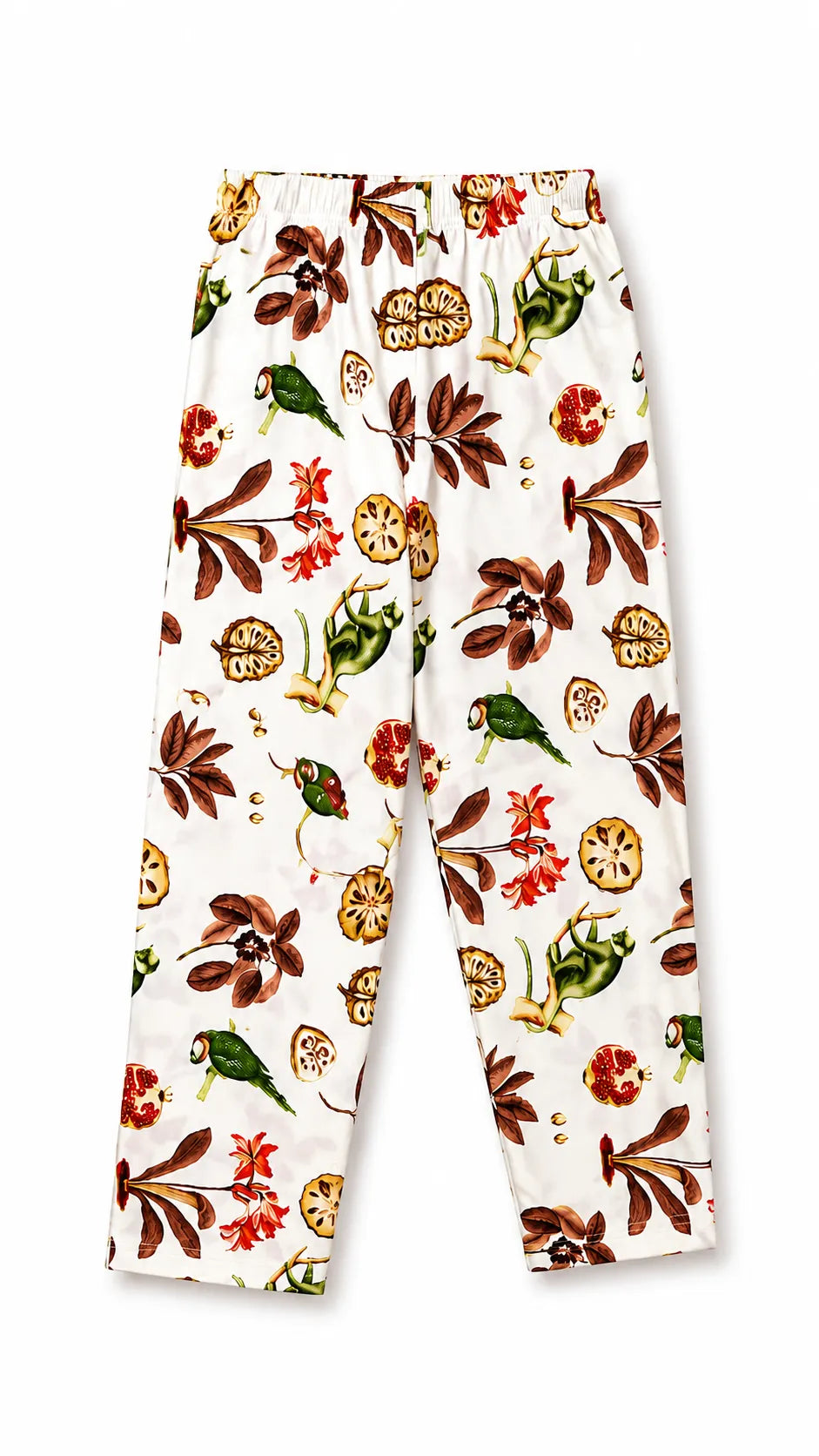 Unisex Cotton Nature Print Night Suit Set – Ivory Botanical Print