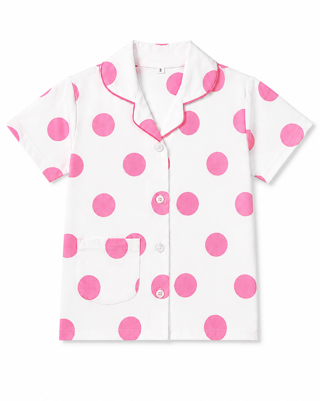 Unisex Cotton Polka Dot Night Suit Set – White & Pink