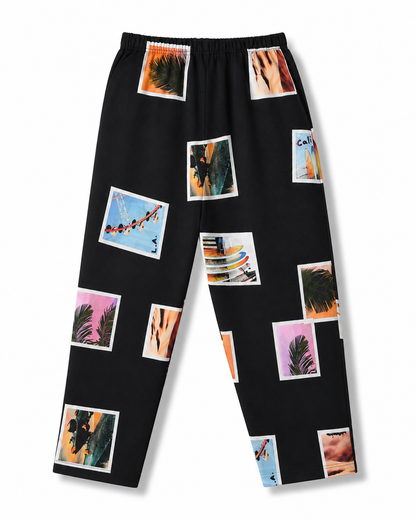 Unisex Cotton Printed Night Suit Set – Black Tropical Print