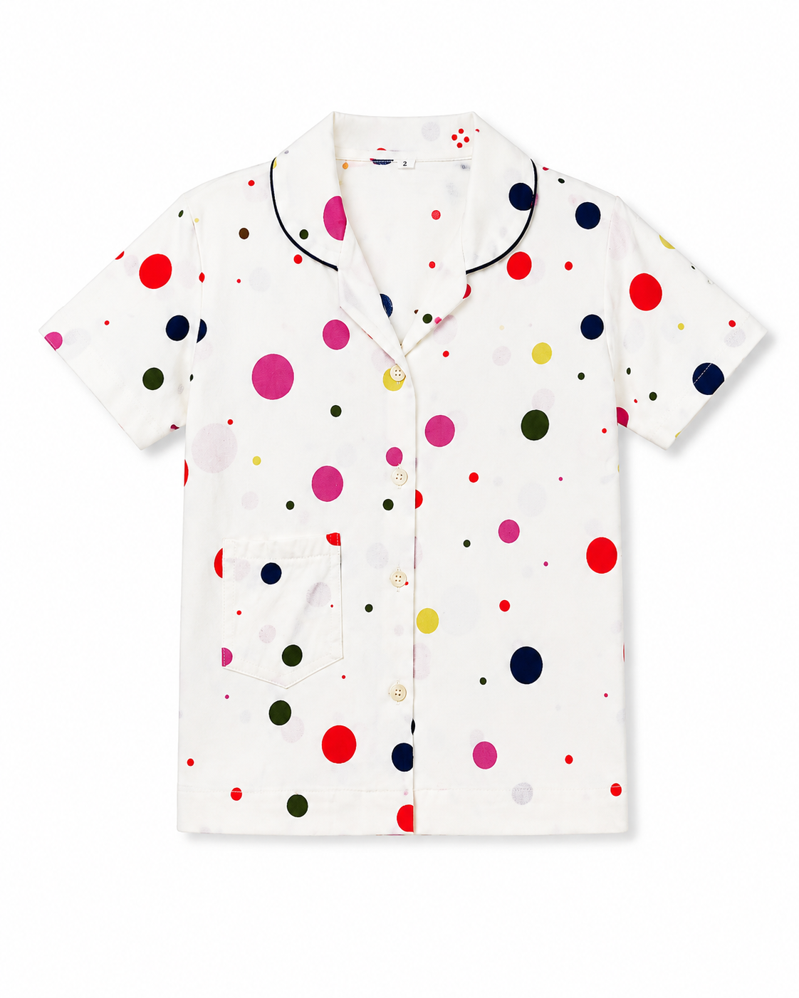 UnisexWhite Polka Dot Cotton Night Suit Set