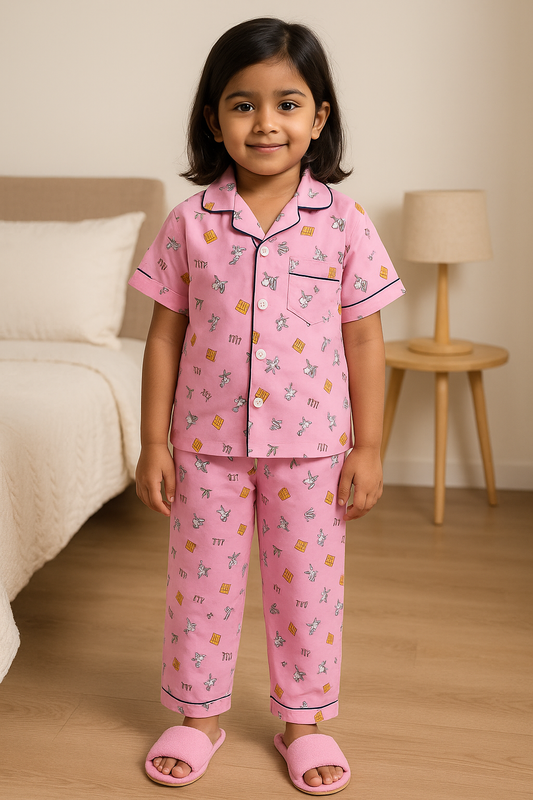 Girls Printed Cotton Blend Kids Nightwear