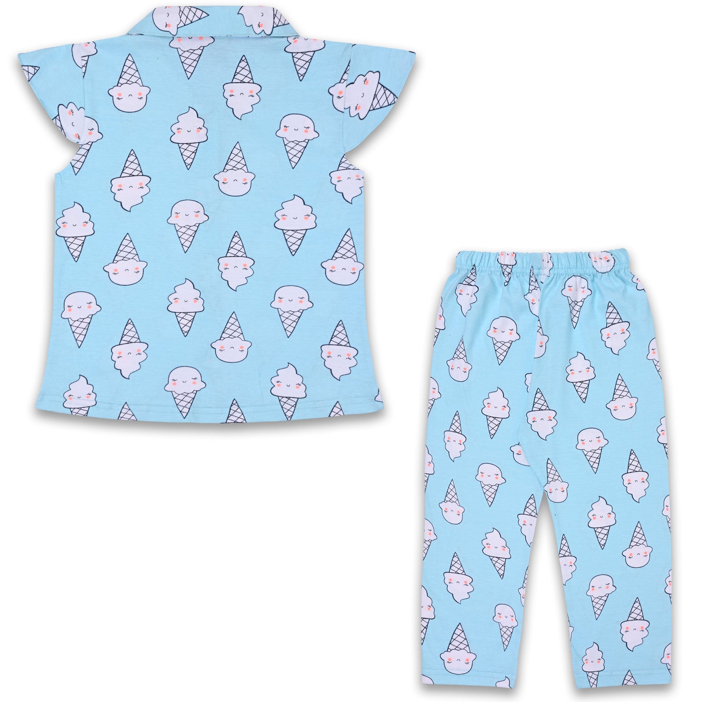 Unisex Printed Top and Bottom Pyjamas Night Dress nd62lblu