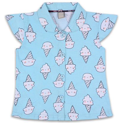 Unisex Printed Top and Bottom Pyjamas Night Dress nd62lblu