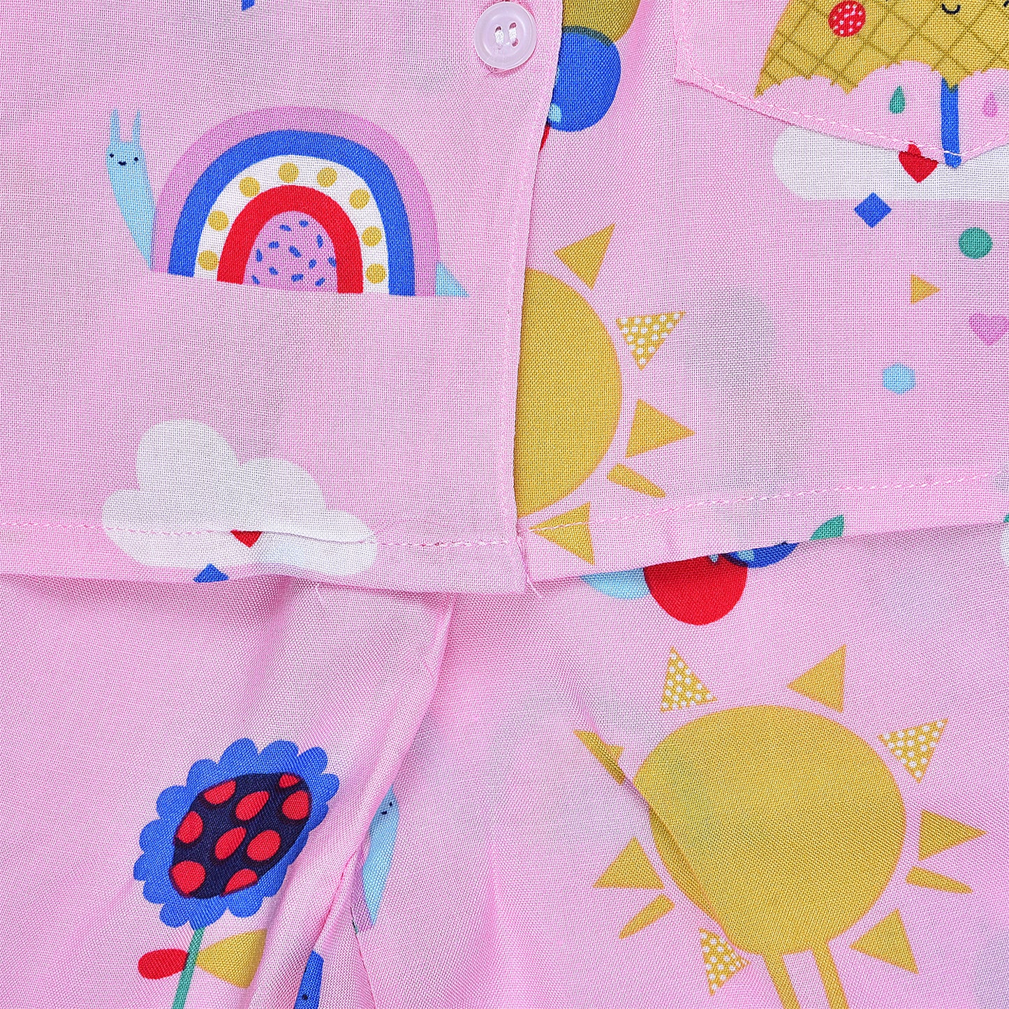 Unisex Printed Top and Bottom Pyjamas Night Dress nd73pbk