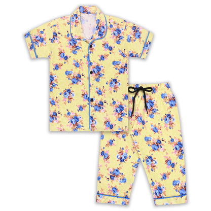 Girls Floral Co-ord Set – Soft Rayon Shirt & Pant Set