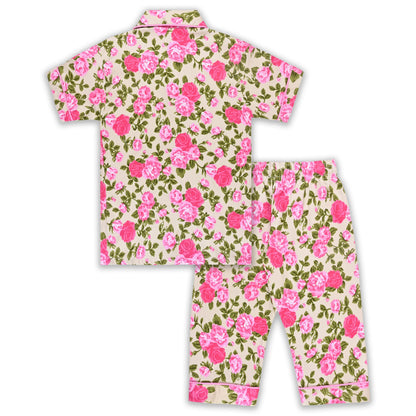 Girls Floral Co-ord Set – Soft Rayon Shirt & Pant Set