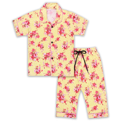 Girls Floral Co-ord Set – Soft Rayon Shirt & Pant Set