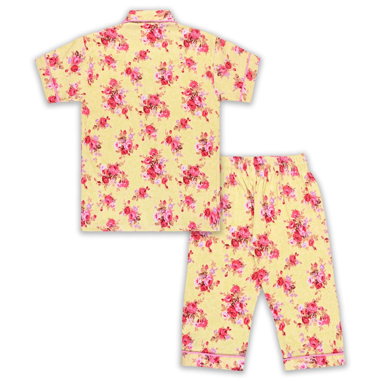 Girls Floral Co-ord Set – Soft Rayon Shirt & Pant Set