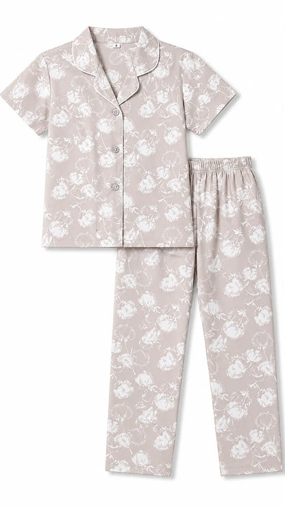 Unisex Cotton Floral Night Suit Set – Blossom Print