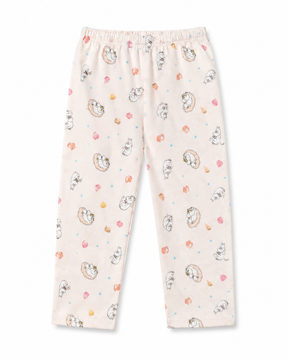 UnisexCotton Printed Night Suit Set – Soft Pink Character Print