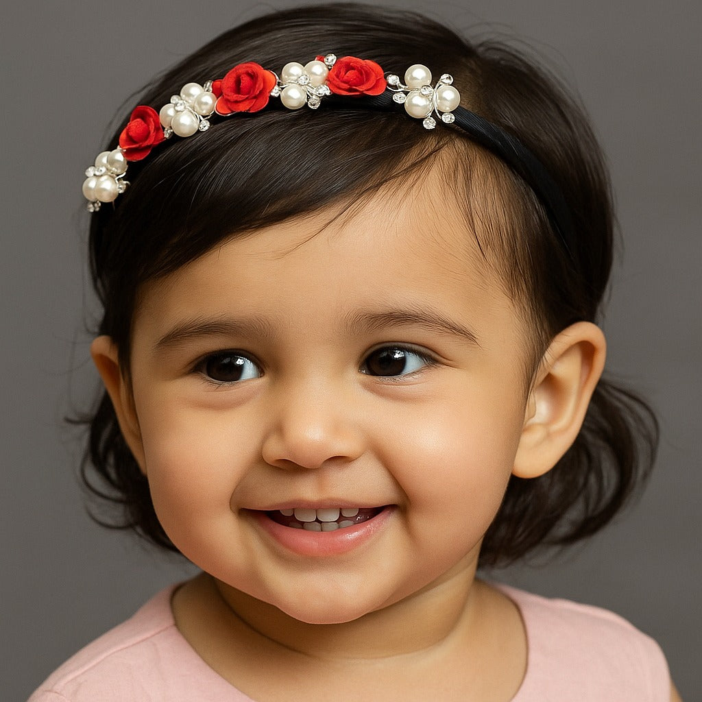 Red and white  Imitation Pearl Hairband