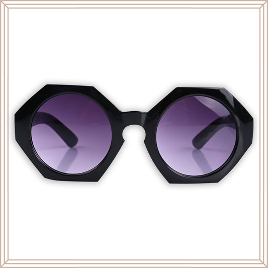 Kids Black Stylish Hexagon Frame Sunglass - Wish Karo