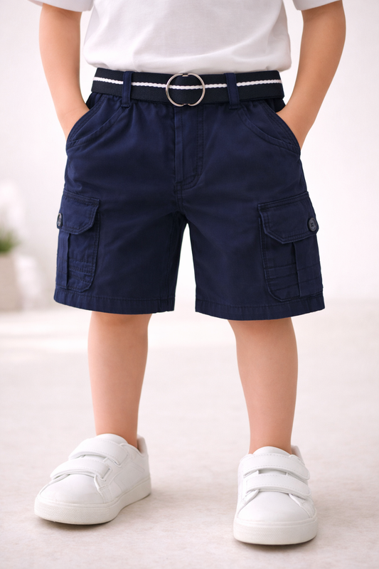 Boys Cargo Shorts With Waist Belt
