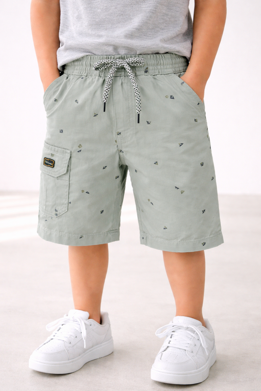 Boys Printed Cotton Cargo Shorts - Wish Karo