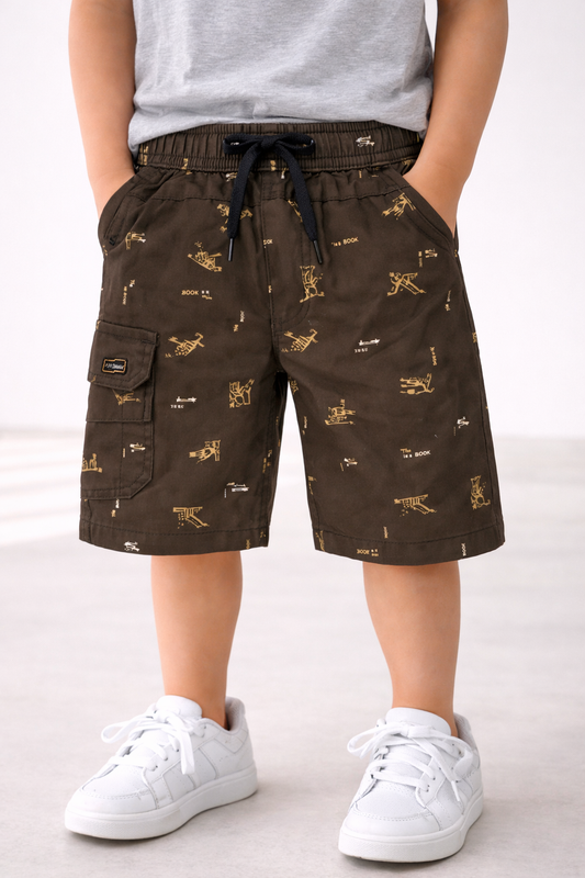 Boys Cotton Cargo Summer Printed Shorts - Wish Karo