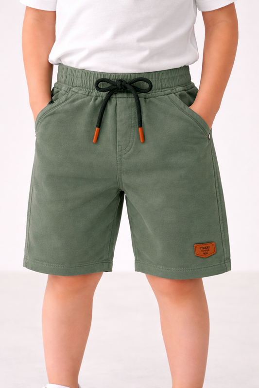 Boys Cotton Denim Solid Casual Shorts with Drawstring Waist shrt014