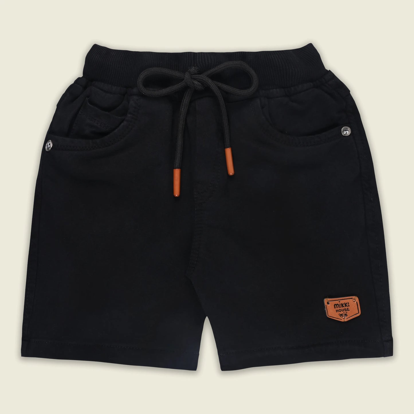 Boys Cotton Denim Solid Casual Shorts with Drawstring Waist shrt014