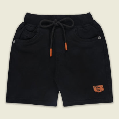 Boys Cotton Denim Solid Casual Shorts with Drawstring Waist shrt014