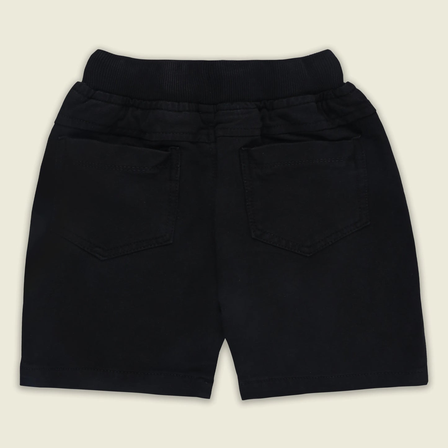 Boys Cotton Denim Solid Casual Shorts with Drawstring Waist shrt014