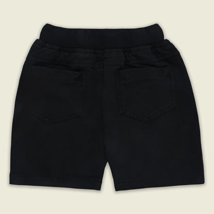 Boys Cotton Denim Solid Casual Shorts with Drawstring Waist shrt014