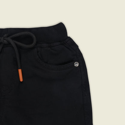 Boys Cotton Denim Solid Casual Shorts with Drawstring Waist shrt014