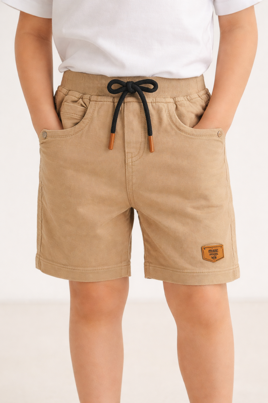 Boys Cotton Denim Solid Casual Shorts with Drawstring Waist shrt014